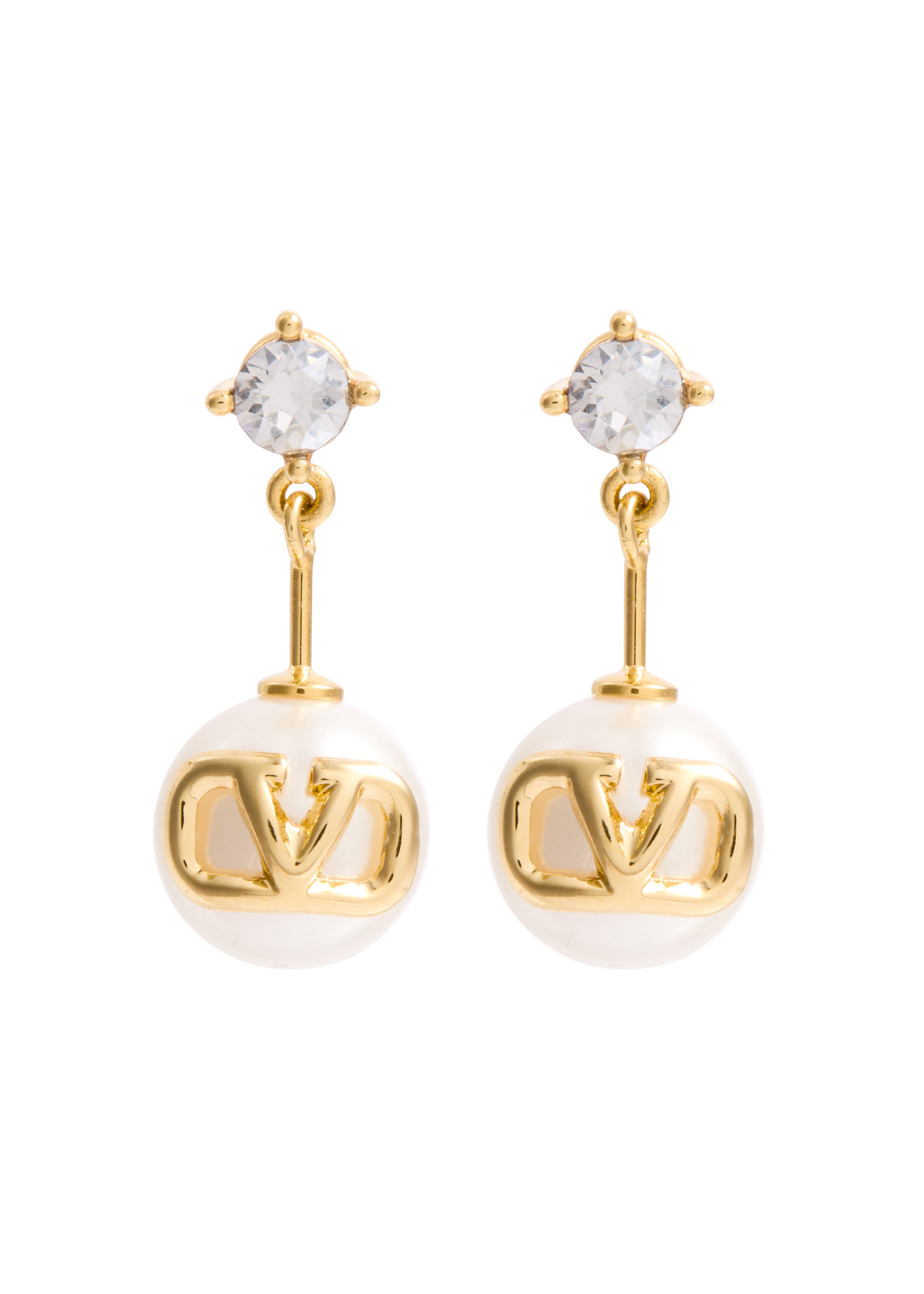 VLogo faux pearl-embellished drop earrings | Harvey Nichols