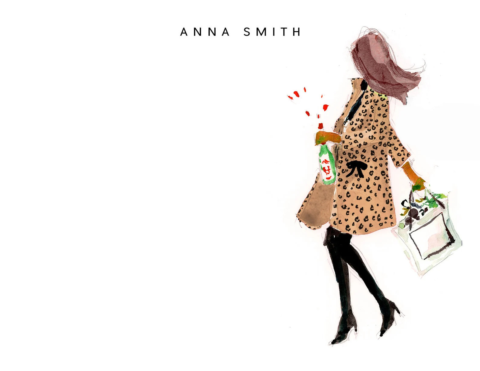 Personalized Stationery Girl: Short Hair Leopard Coat Girl {Stationary Notecards, Personalized, W... | Etsy (US)