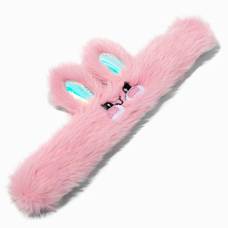 Pink Fuzzy Bunny Slap Bracelet | Claire's (UK)