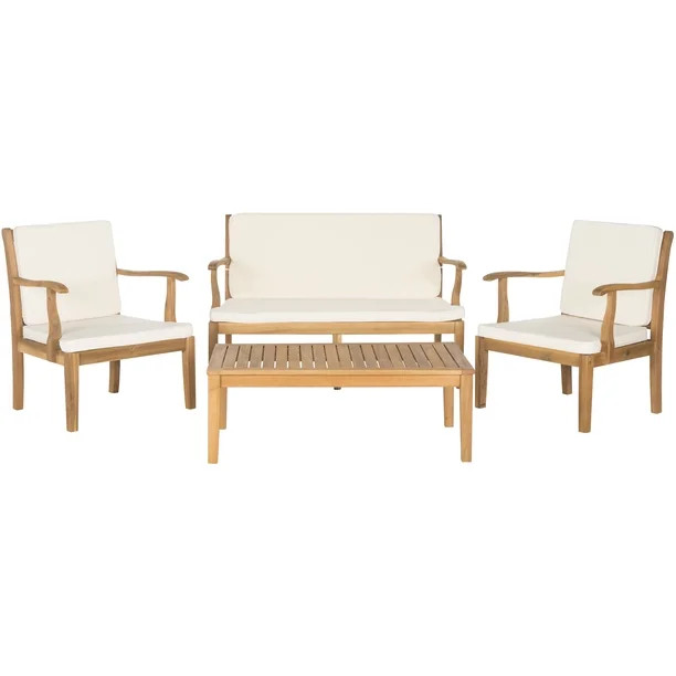 Safavieh Fresno Outdoor Contemporary 4 Piece Living Set with Cushion | Walmart (US)