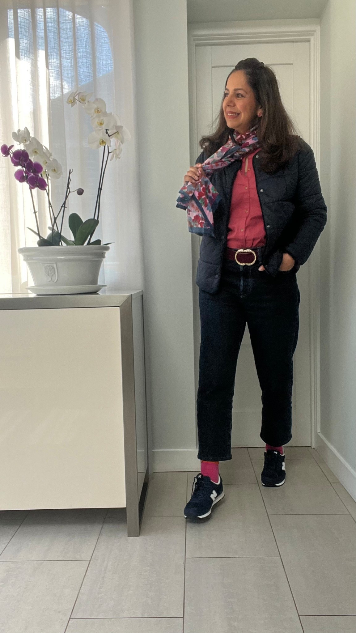 Sezane, New Balance, Hobbs London, cropped jeans, dark denim, straight leg jeans, petite fashion, casual fashion,, 
spring outfit, spring style, spring outfit ideas, spring fashion, navy trainers, spring work outfits, smart casual outfits, over 50 styling tips, over 49 styling tips

#LTKstyletip #LTKover50style #LTKeurope