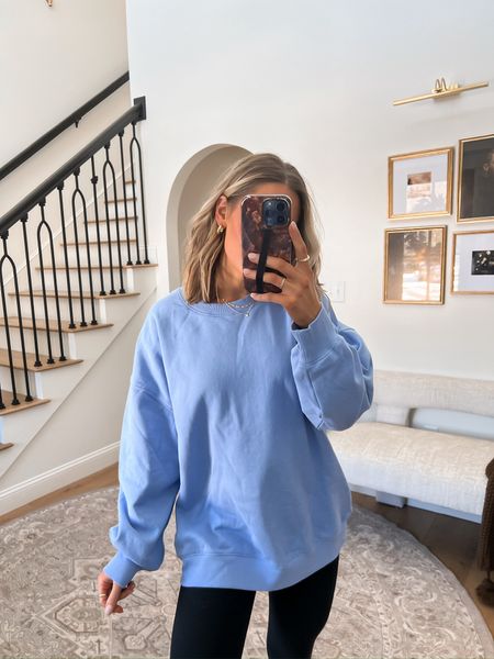 Colorful lounge is where it’s at 👌🏻 this shade of blue is STUNNING. 🩵

I did size up from my typical xs/s to a MEDIUM for more of an oversized fit. Comes in TONS of colors! 🌈 

#LTKfindsunder50 #LTKstyletip #LTKfitness
