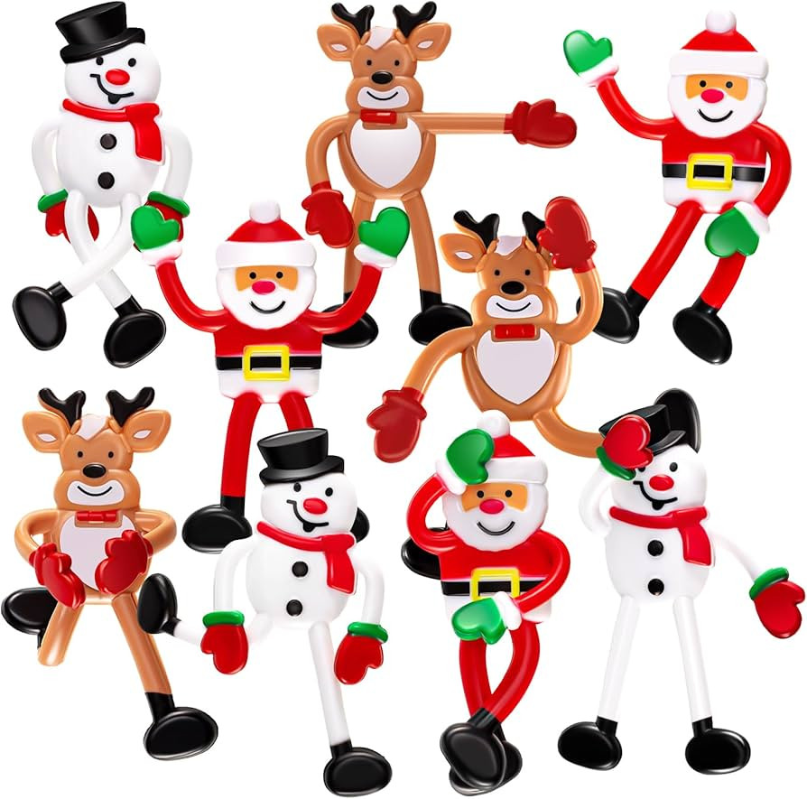 Meooeck 24 Pcs Christmas Holiday Character Christmas Bendable Figures Reindeer Snowman Santa Clau... | Amazon (US)