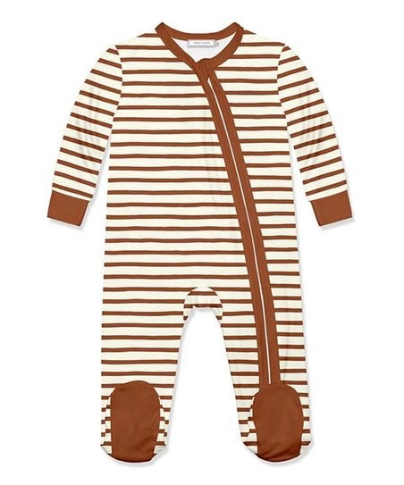 Little Millie Dark Baked Clay Stripe Footie - Infant | Zulily