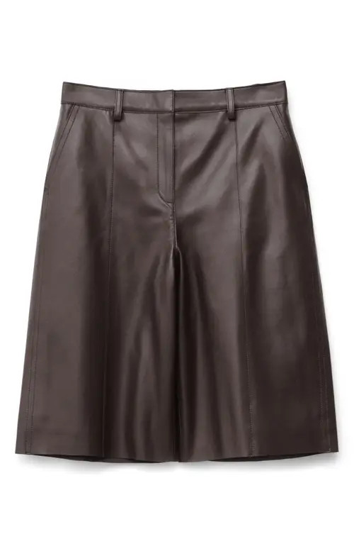 & Other Stories High Waist Leather Bermuda Shorts in Brown Dark at Nordstrom, Size 6 | Nordstrom