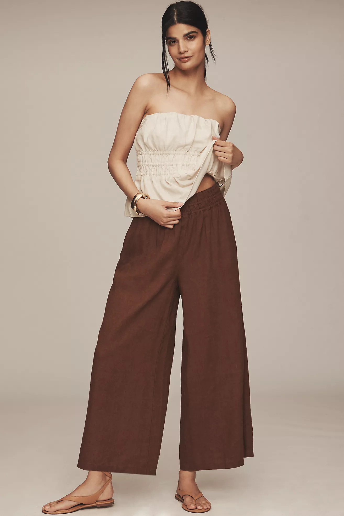 The @heynasreen Somerset Linen Blend Pull-On Pants | Anthropologie (US)
