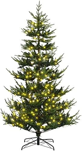 HOMCOM 8 Foot Prelit Artificial Christmas Tree with 1026 Realistic Branches, Warm White LED Lights,  | Amazon (US)