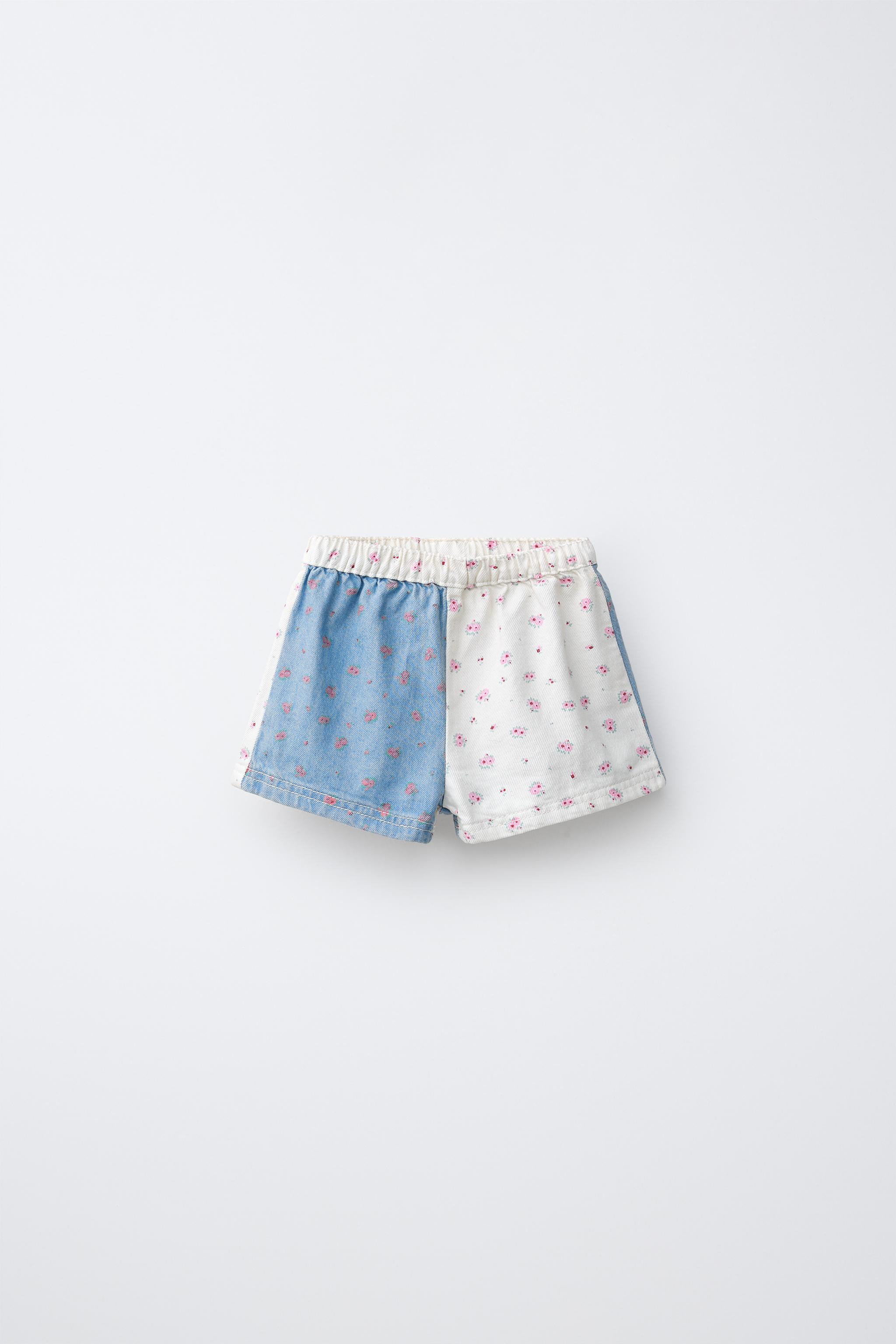 PATCHWORK FLORAL DENIM SHORTS | Zara US