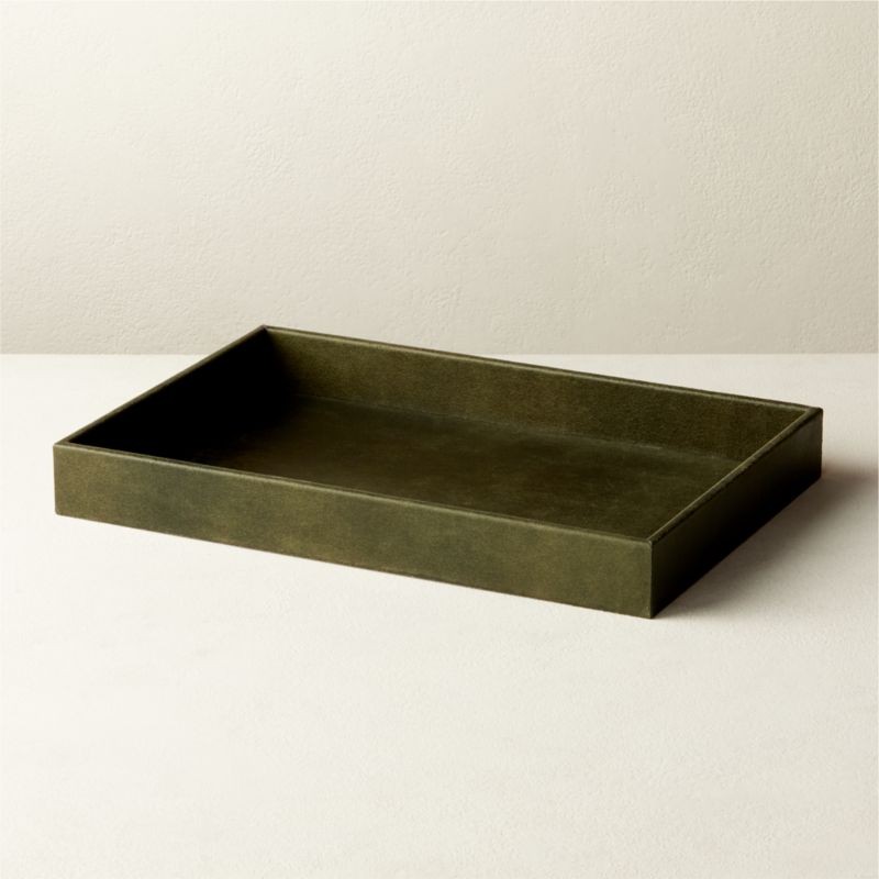 Heath Dark Green Leather Tray + Reviews | CB2 | CB2