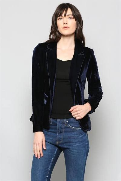 Fate Clothing Velvet Blazer in Navy | Glik's