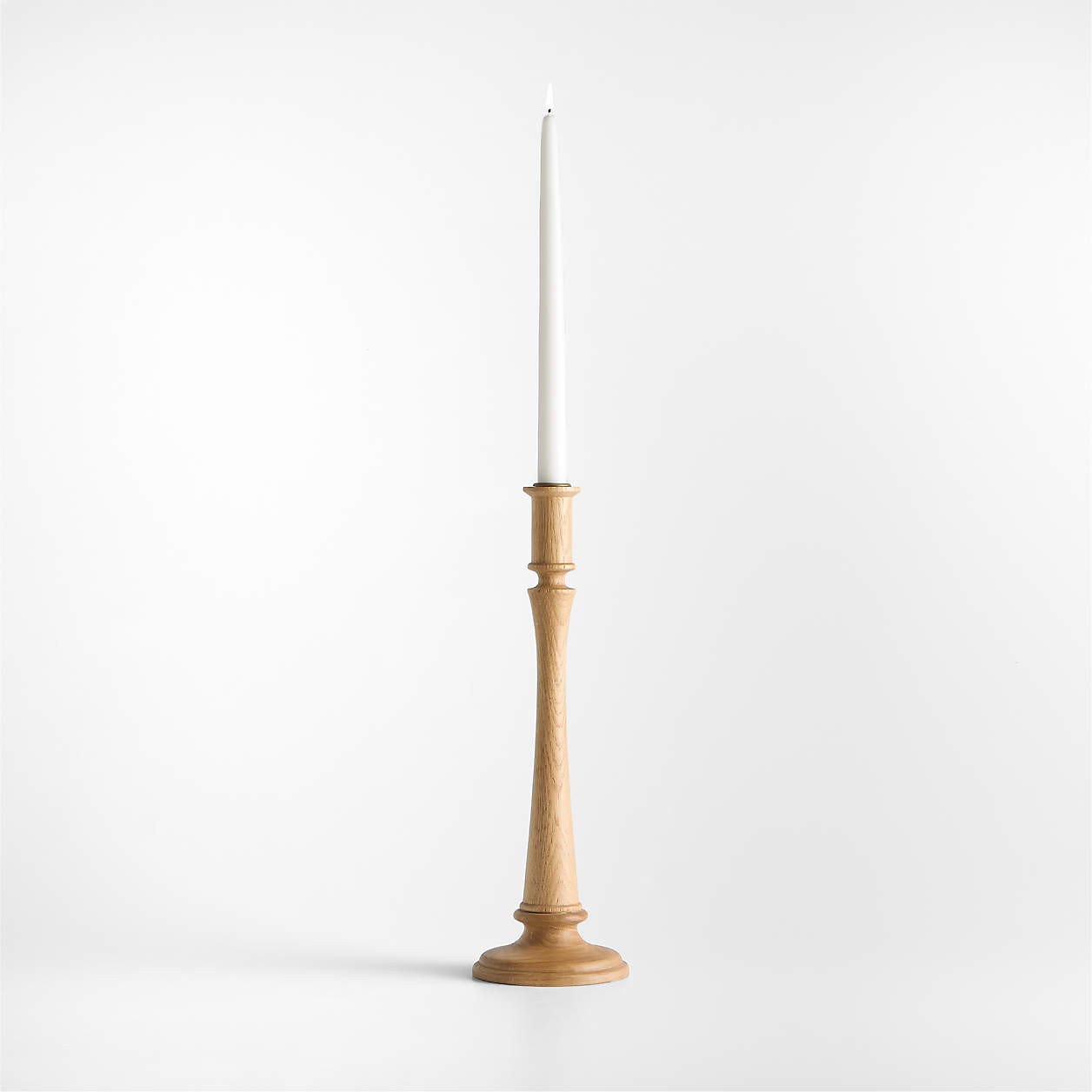 Simson Small Oak Wood Taper Candle Holder 8" | Crate & Barrel | Crate & Barrel