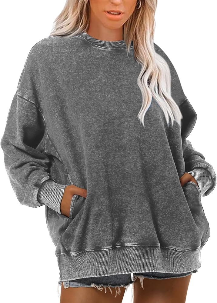 Wrenpies Oversized Vintage Hoodie for Women Cotton Loose Fit Baggy Hooded Sweatshirt Trendy Basic... | Amazon (US)