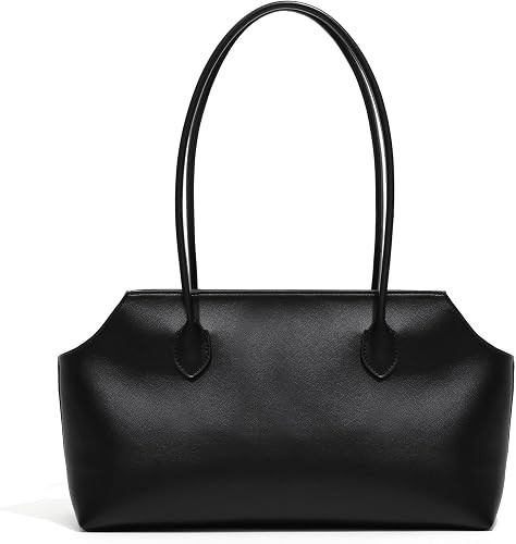Black Large Capacity Tote Bag for Women Faux Leather Material Simple Fashion Shoulder Bag for Dai... | Amazon (US)
