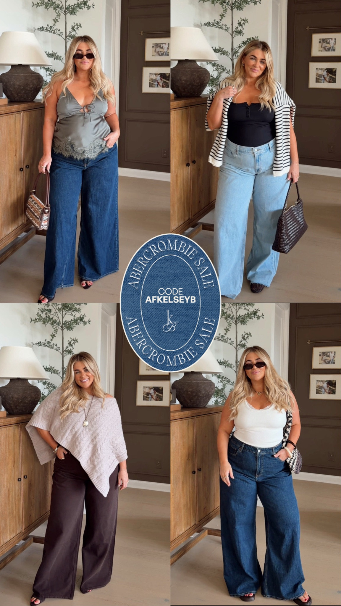 @abercrombie denim sale!!! Code ‘AFKELSEYB’ also stacks for additional 15% off🤍 

All Jeans- 33 long
Green satin tank- large 
Cream & black tank- medium
Pancho- L/XL

#LTKmomlife #LTKSaleAlert #LTKMidsize