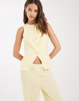 ASOS DESIGN linen blend waistcoat in buttermilk co ord | ASOS (Global)