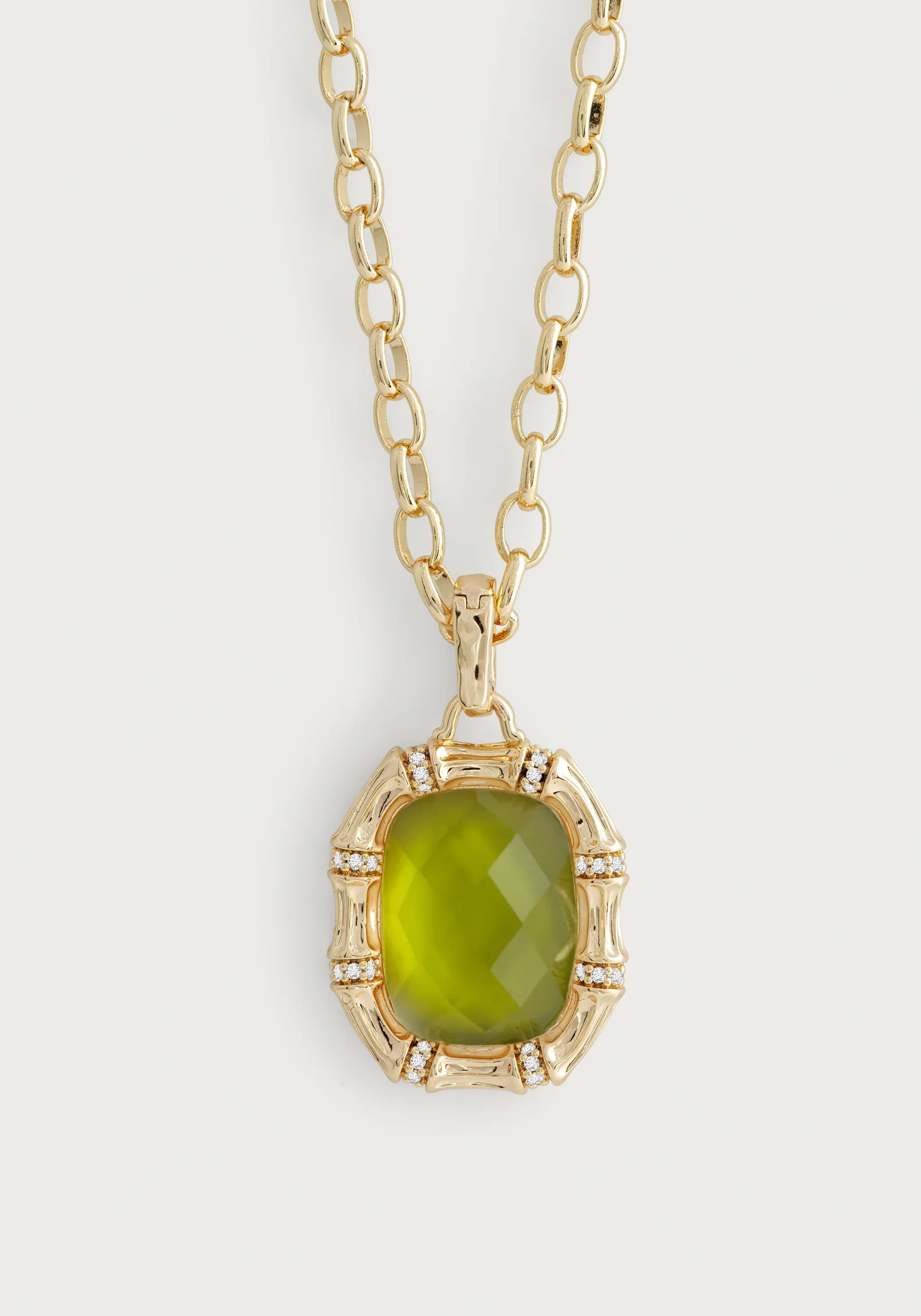 Bamboo With Stone Pendant Necklace - Gemstones | Anabel Aram
