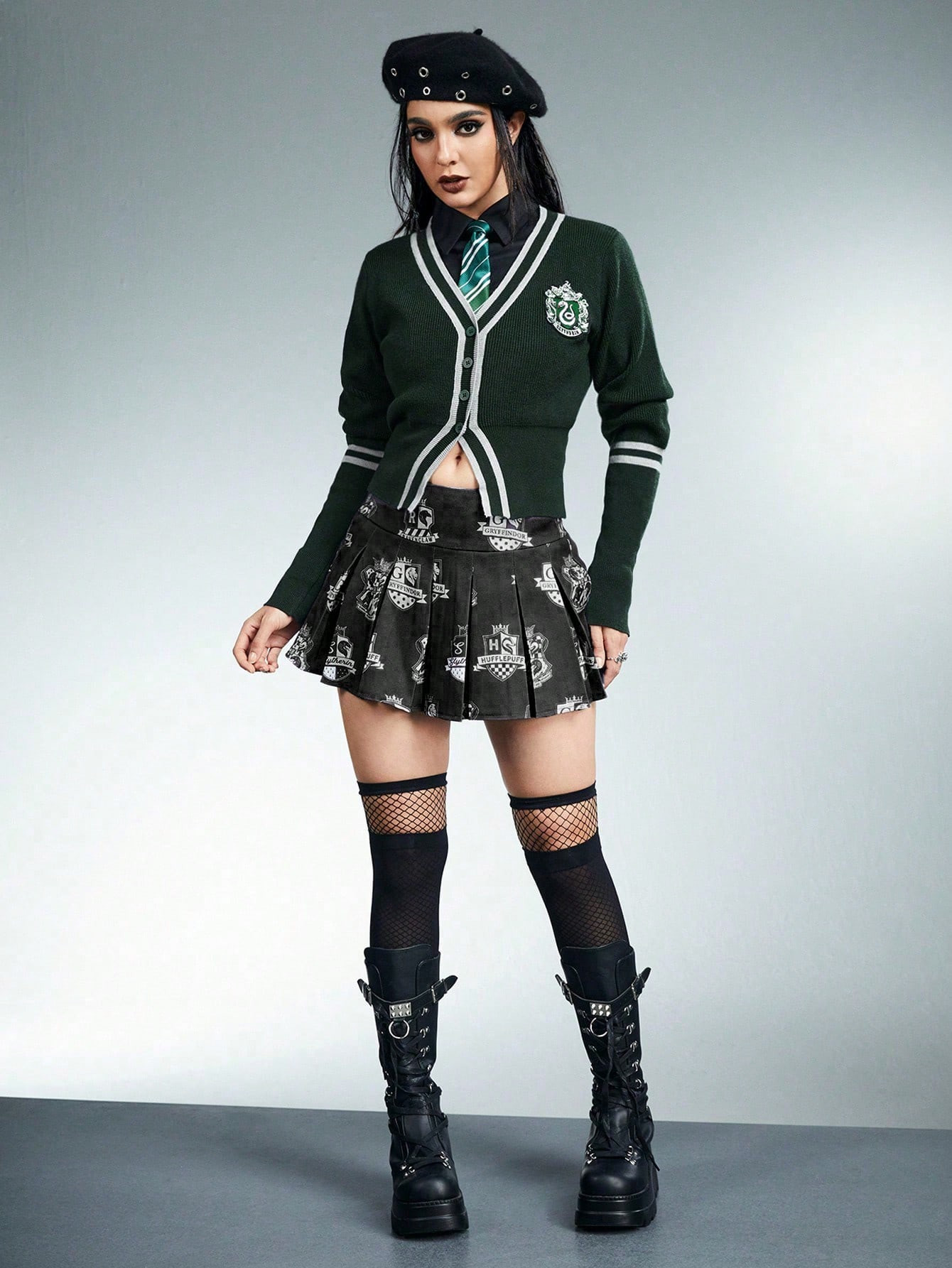 Harry Potter | ROMWE Slytherin House Contrast Piping Cardigan For Women | SHEIN