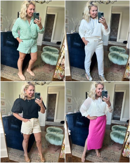 TarJay for the win!

Green & white set- small in top and bottom
Ivory set- medium in top, small in bottom
Black top- medium (size up)
Cream cut offs- size 8 (size up)
Pink skirt- size M … I didn’t want it tight!



#LTKFind #LTKunder50 #LTKSeasonal