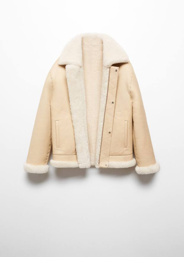 Shearling-lined coat -  Women | Mango USA | MANGO (US)
