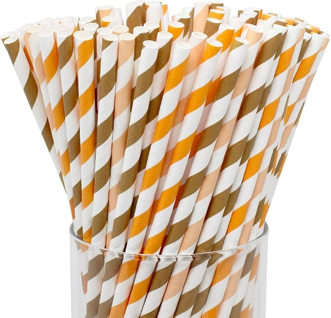 Just Artifacts Premium Biodegradable Disposable Drinking Paper Straws (100pcs, Pumpkin Pie) | Amazon (US)