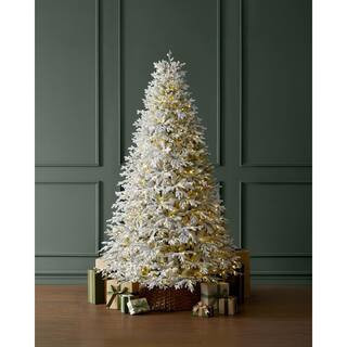 9 ft. Breckenridge Twinkling Adaptive Lighting Downswept Fraser Fir Flocked LED Pre-Lit Christmas Tree T31 | The Home Depot