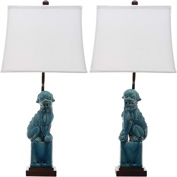 Safavieh Lighting Collection Foo Dog Blue Table Lamp, Set of 2 | Amazon (US)