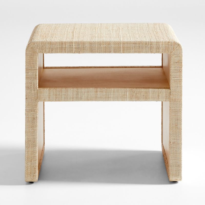 Meadow Grasscloth Side Table with Shelf + Reviews | Crate & Barrel | Crate & Barrel
