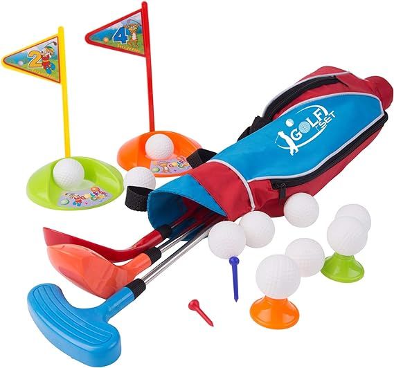 Liberry Kids Golf Clubs Set, Golf Toy with Golf Bag, 3 Adjustable Golf Clubs, 2 Practice Holes, 4... | Amazon (US)