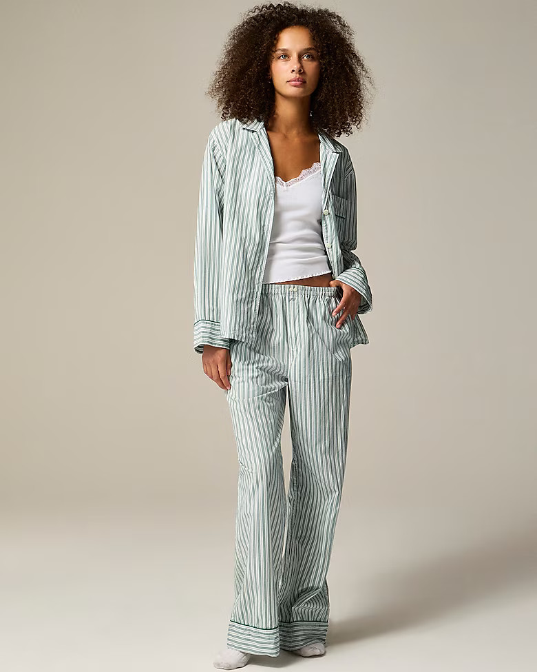Pajama pant set in striped cotton poplin | J. Crew US