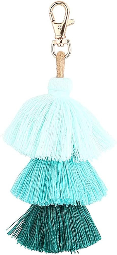 Tassel Colorful Bohemian Handbag Charms Rainbow Key Chain Cotton Tassel Fashion Accessories for W... | Amazon (US)