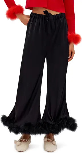 Boudoir Pajama Pants with Detachable Feather Trim | Nordstrom