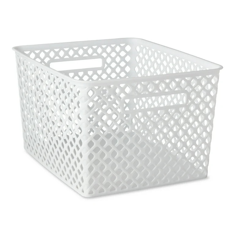 (2 pack) Mainstays Large White Decorative Storage Basket | Walmart (US)