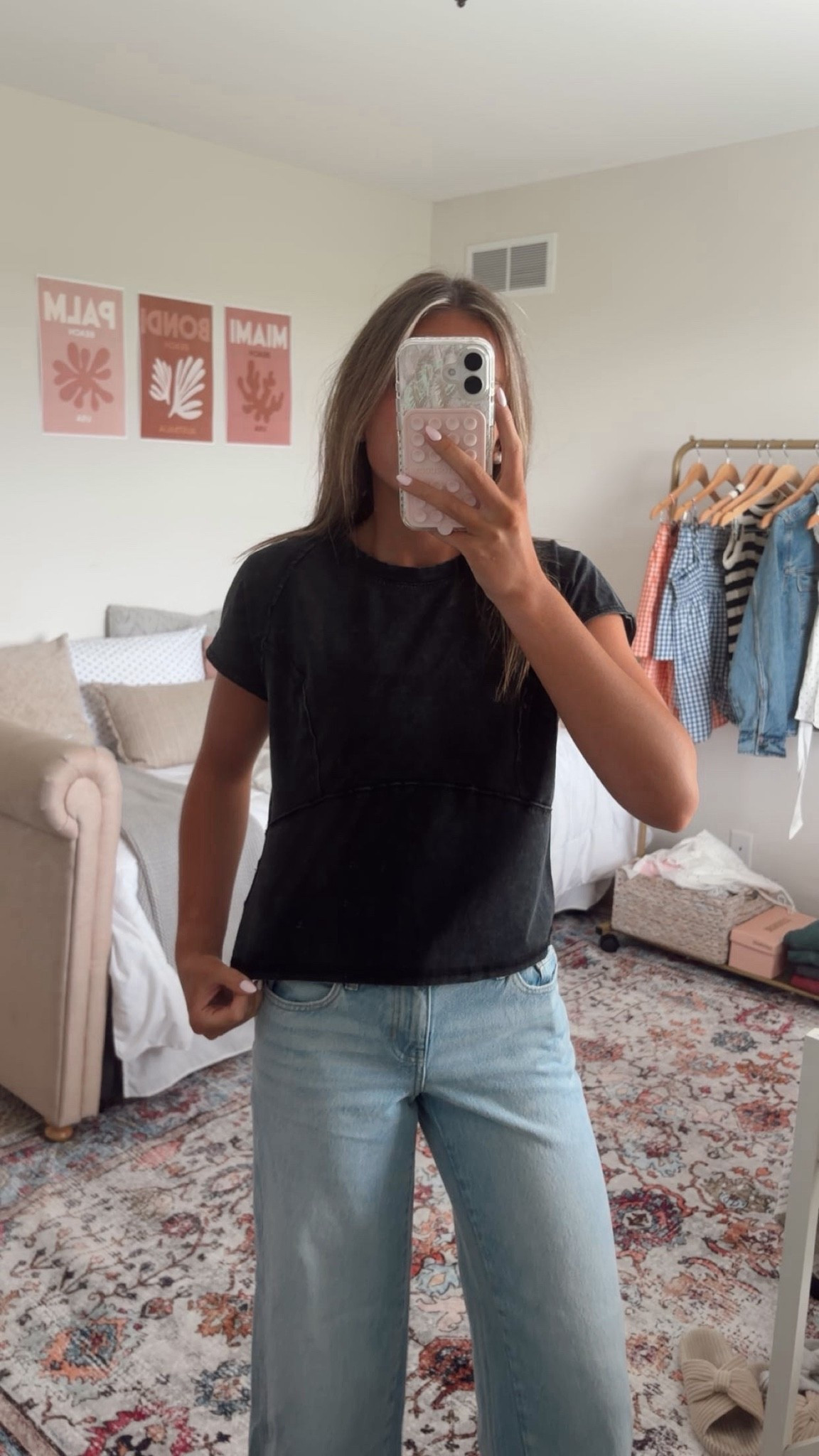 Simple fall outfit! You can never go wrong with a basic black tee + your favorite jeans! This Free People-inspired tee is such a good everyday staple and can be styled so many different ways. Easy, casual, and perfect for fall 

#FallOutfit #FallStyle #FallFashion #FreePeopleDupe #FreePeopleInspired #WalmartFinds #CasualOutfit #EverydayStyle #BasicTee #JeansOutfit #AffordableFashion 

 #LTKdayinmylife #LTKootd #LTKU