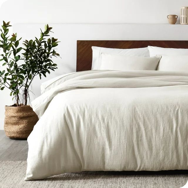 Bare Home Linen Duvet Cover Set - Lightweight & Breathable - King/Cal King, White, 3-Pieces | Walmart (US)