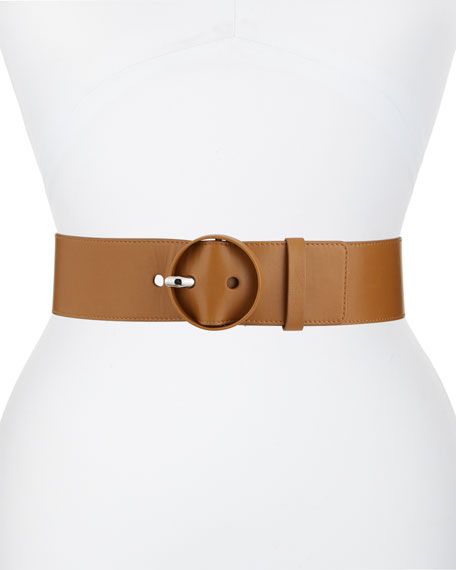 Round-Buckle Leather Belt | Neiman Marcus