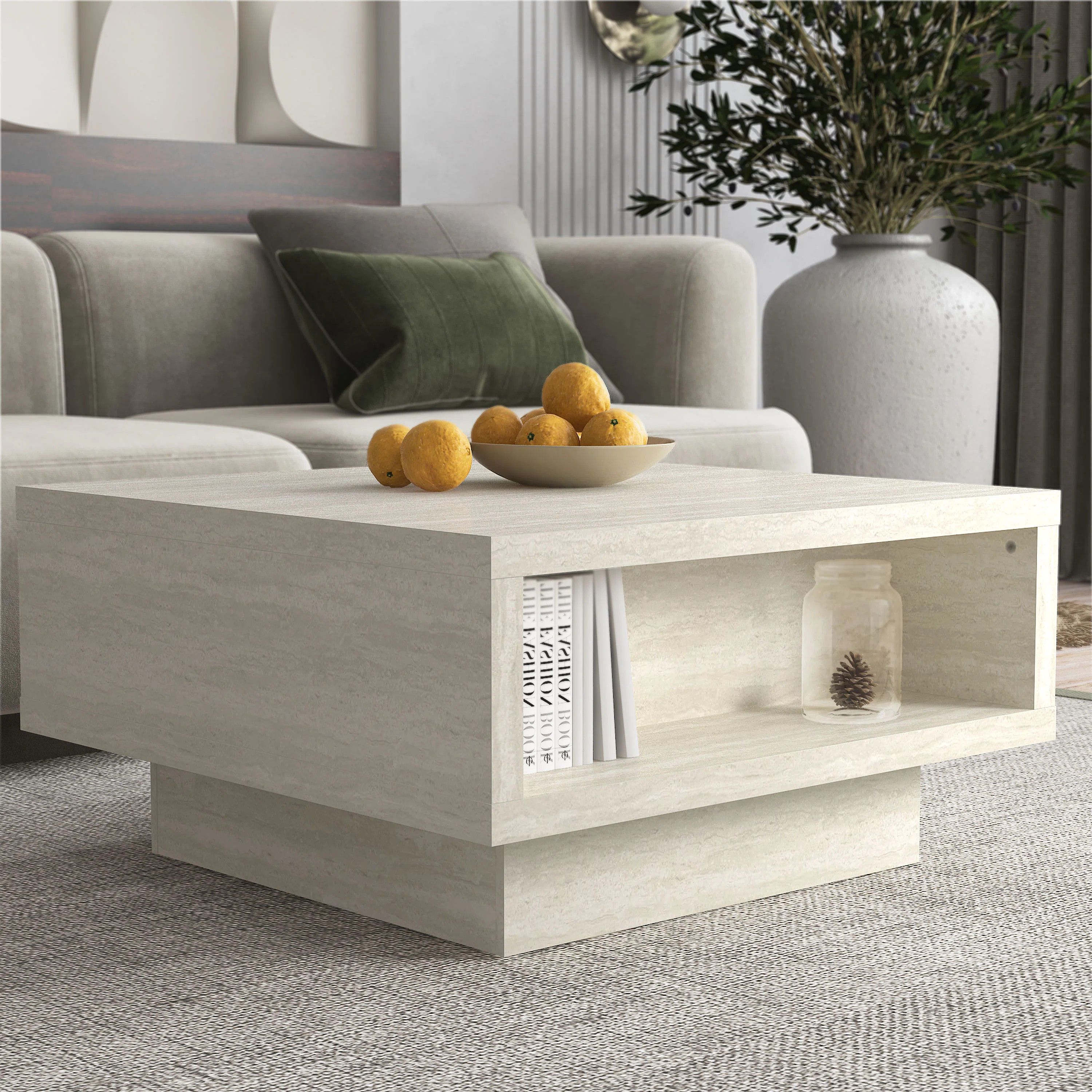 Caomhan Pedestal Coffee Table with Storage | Wayfair North America
