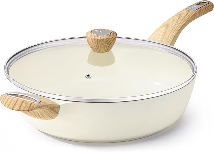 SENSARTE Ceramic Nonstick Frying Pan Skillet with Lid, 12 Inch Large Deep Frying Pan, 5 Qt Saute ... | Amazon (US)