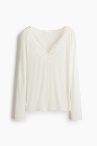 H & M - Lace-Trimmed Top - White | H&M (US + CA)