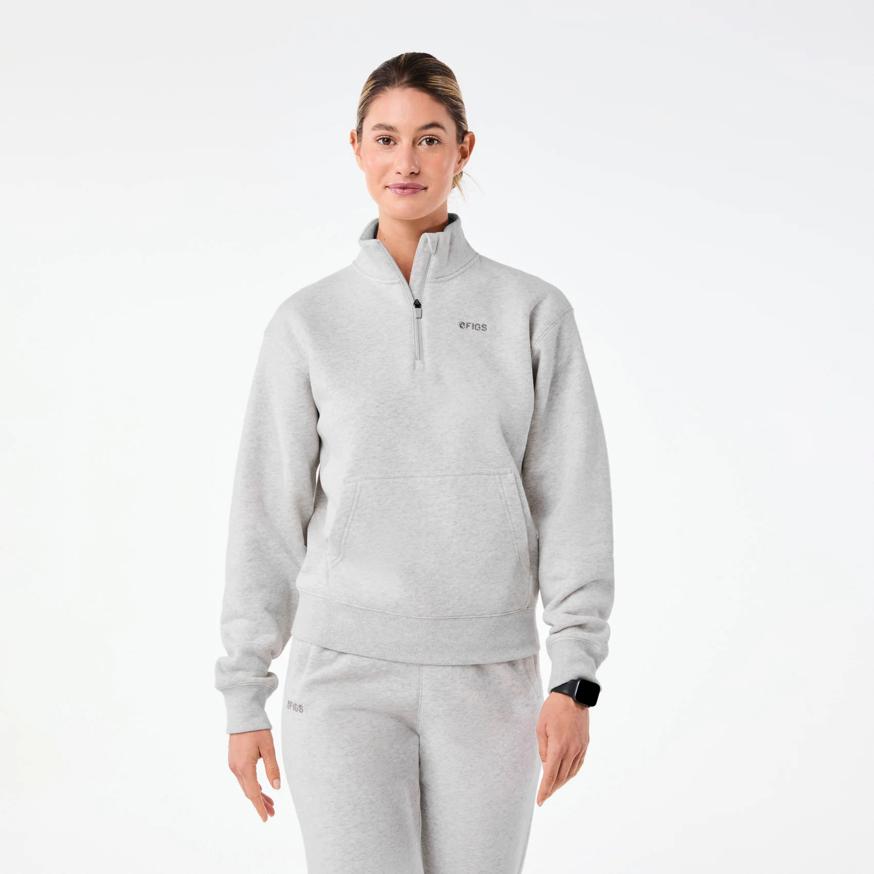 Women’s Off-Shift ¼ Zip Sweatshirt™ - Heather Grey · FIGS | FIGS