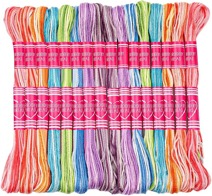 16 Skeins Colorful Series Embroidery Floss, 8m Cotton Cross Stitch Thread, Friendship Bracelet St... | Amazon (US)