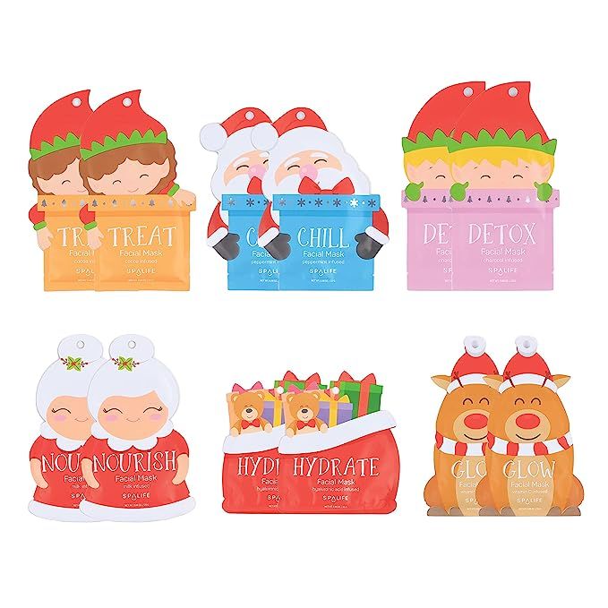 Spa Life Santa's Squad Hydrating Facial Masks 12 Pack | Amazon (US)