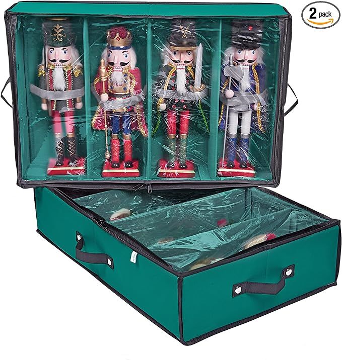 ProPik 2 Pack Christmas Figures Storage Box | Each Holds 4 Holiday Figurines up to 16” | Adjust... | Amazon (US)