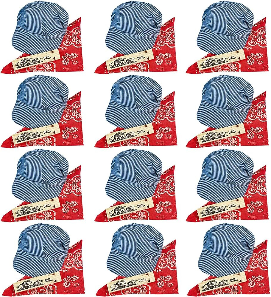 Funny Party Hats Childs Train Conductor Dress Up Kit - Hat, Whistle, and Bandana (12 per package) | Amazon (US)