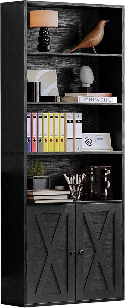 IRONCK Industrial Bookshelves and Bookcases with Doors Floor Standing 6 Shelf Display Storage She... | Amazon (US)