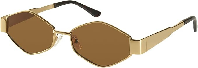 mosanana Trendy Hexagon Metal Sunglasses for Women Small Retro Style MS52475 | Amazon (US)