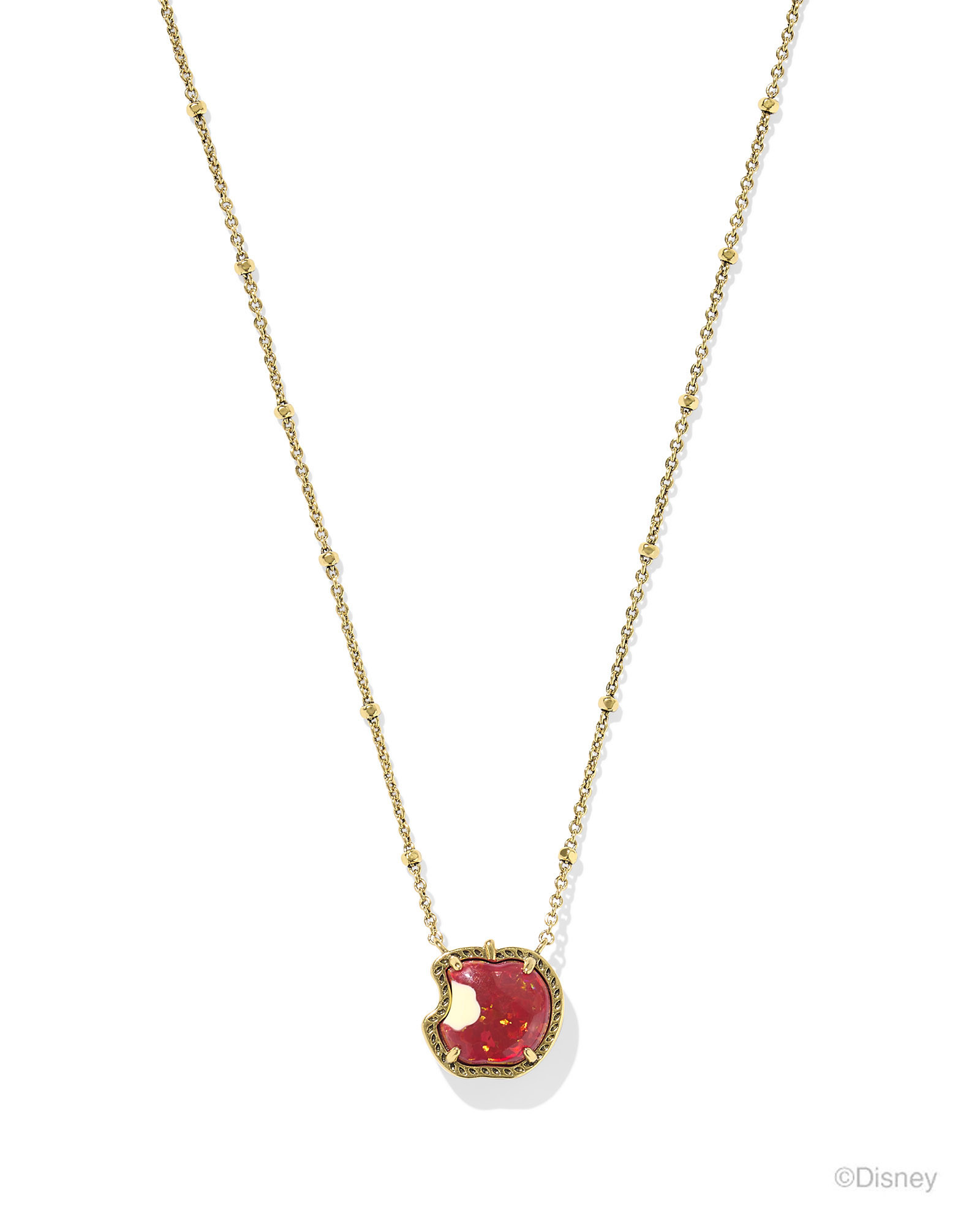 Disney | Kendra Scott Snow White Vintage Gold Apple Short Pendant Necklace in Red Kyocera Opal | Kendra Scott