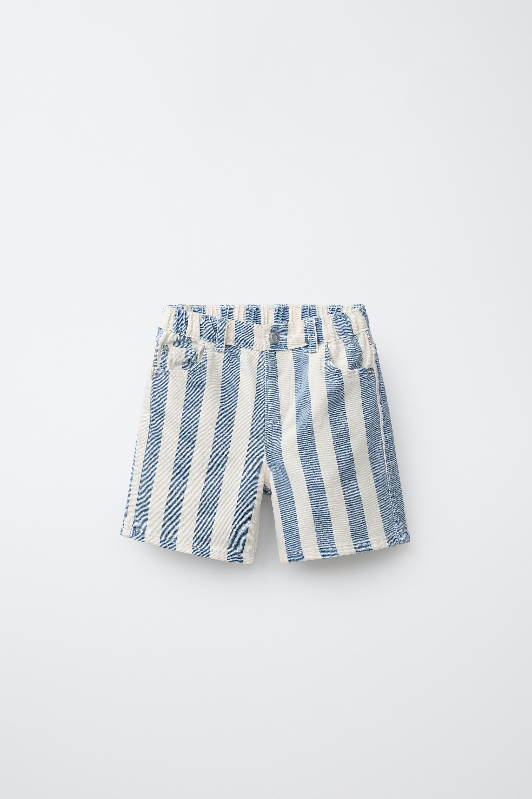 STRIPED BAGGY DENIM SHORTS | Zara US