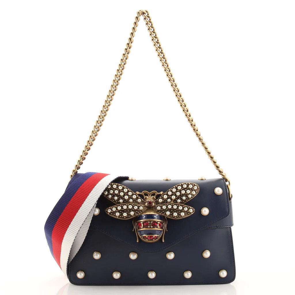 Broadway Pearly Bee Shoulder Bag Embellished Leather Mini | Rebag