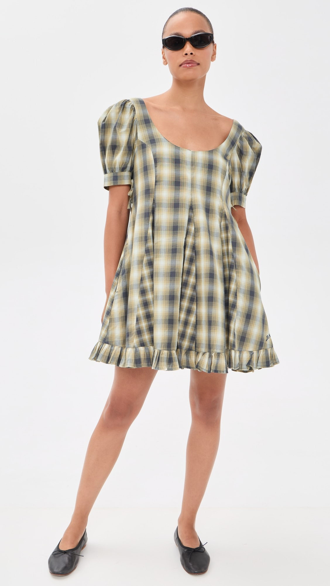 Sabina Check Mini Godet Dress | Shopbop