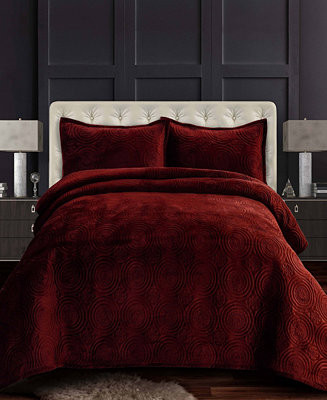 Capri Medallion Velvet Oversized Solid 3 Piece Quilt Set, Queen | Macy's